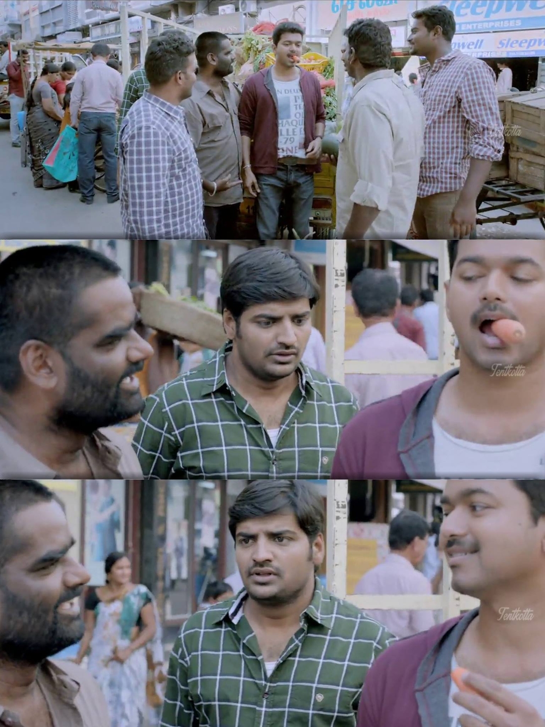 Kaththi meme template with Kathiresan / Jeevanandham (Vijay)