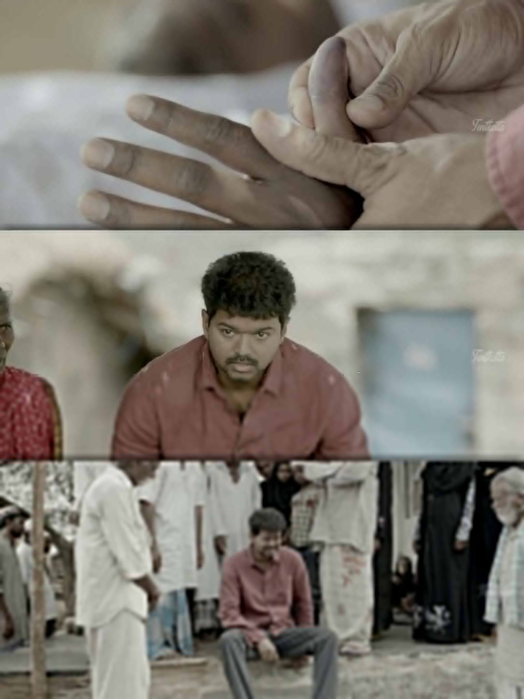 Kaththi meme template with Kathiresan / Jeevanandham (Vijay)