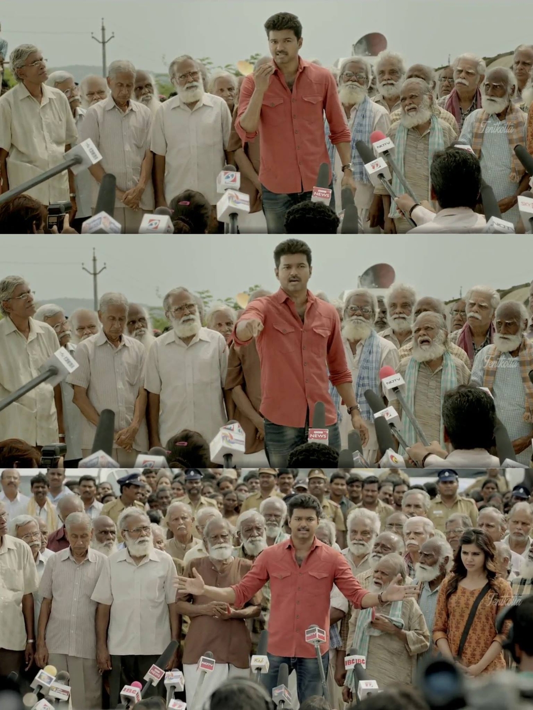 Kaththi meme template with Kathiresan / Jeevanandham (Vijay)