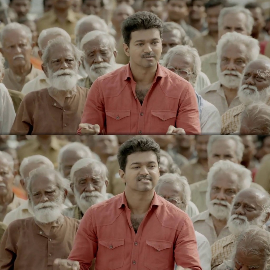 Kaththi meme template with Kathiresan / Jeevanandham (Vijay)