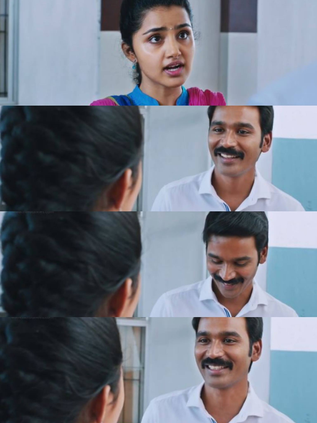 Kodi meme template with Kodi & Anbu (Dhanush) with Rudhra (Trisha Krishnan) with Malathi (Anupama Parameswaran)