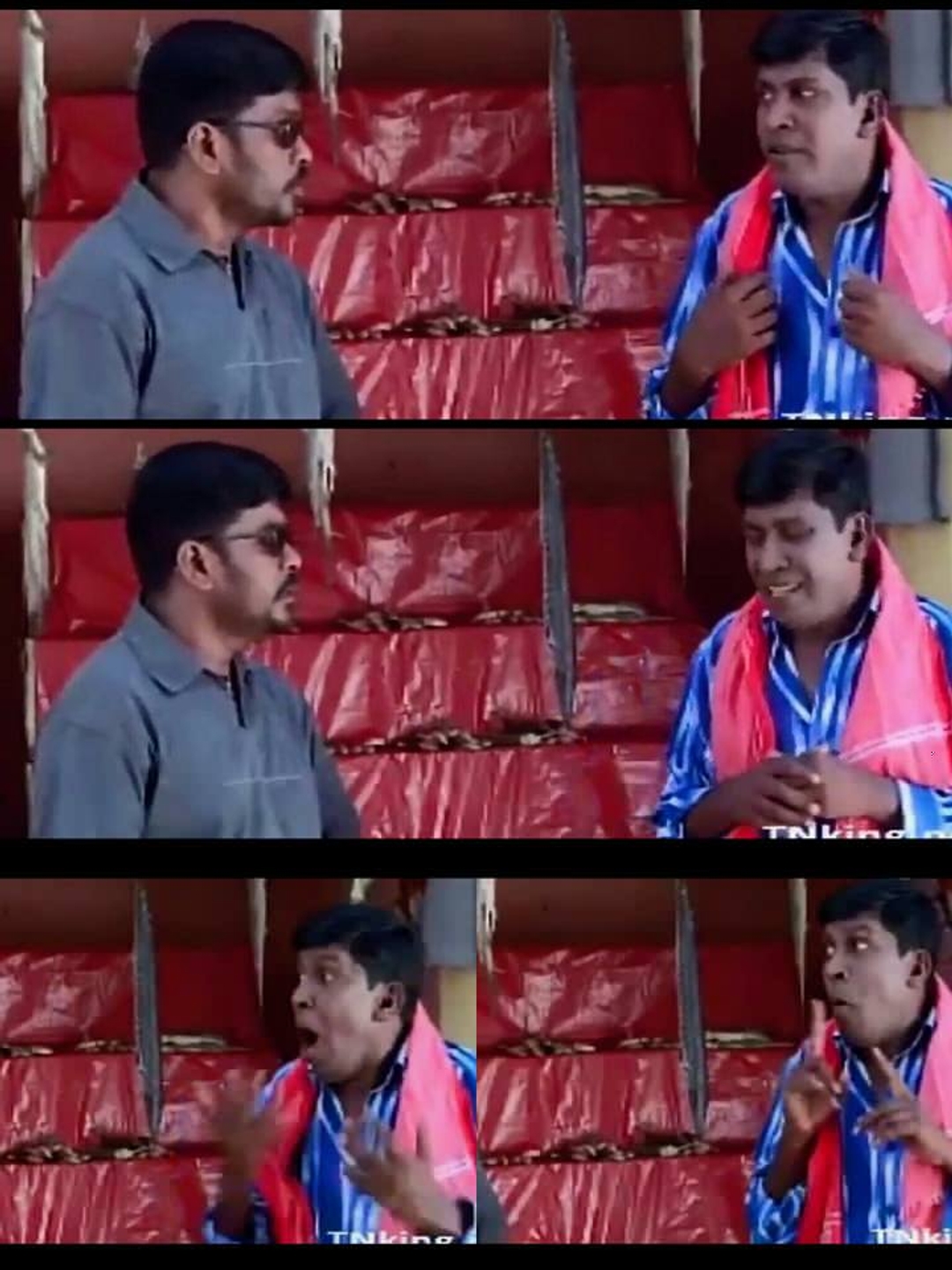 Kundakka Mandakka meme template with 'Ilango' Ilangovan (R. Parthiban) with Chellappa (Vadivelu)