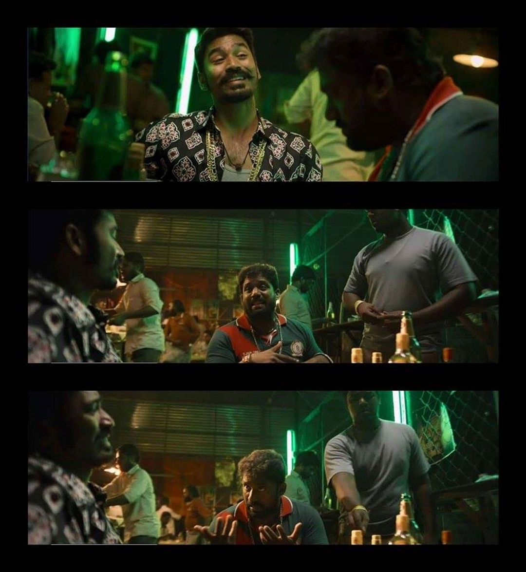 Maari meme template with Maari (Dhanush) with Sanikilamai (Robo Shankar)