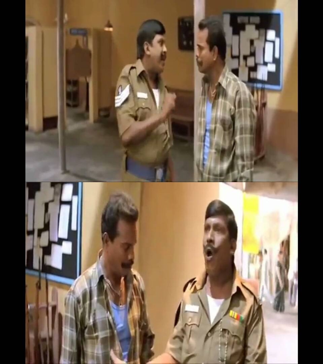 Marudhamalai meme template with Encounter Ekambaram (Vadivelu) with Marudhamalai (Arjun Sarja)