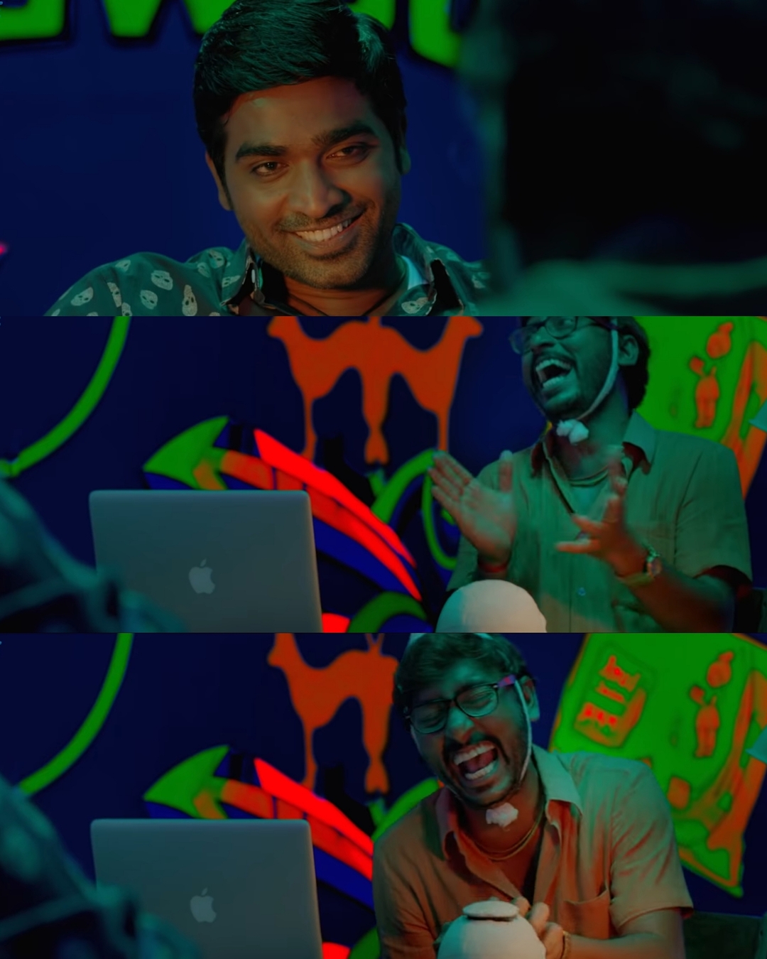 Naanum Rowdydhaan meme template with 'Pondy' Pandi (Vijay Sethupathi) with Junior Rowdy (Balaji Patturaj)