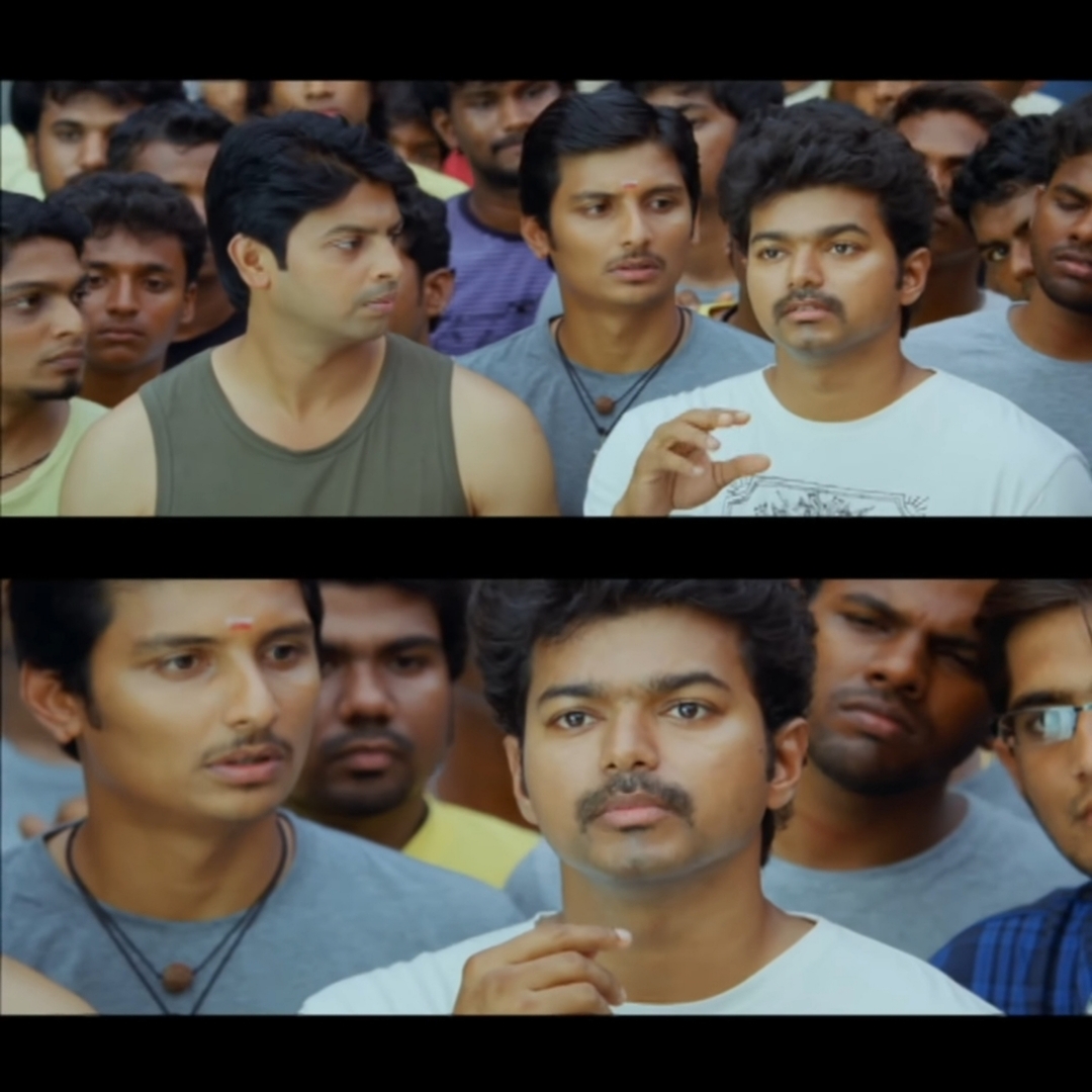 Nanban meme template with Panchavan "Pari" Pariventhan/Kosaksi "Pappu" Pasapugazh (Vijay) with Sevarkodi Senthil (Jiiva) with Venkat Ramakrishnan (Srikanth)