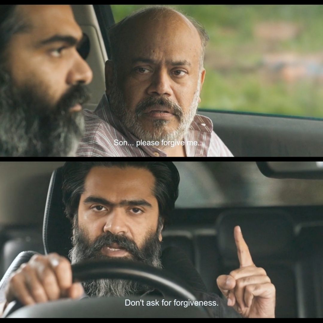 Pathu Thala meme template with AG Ravanan 'AGR' (Silambarasan) with Sabari (Joe Malloori)