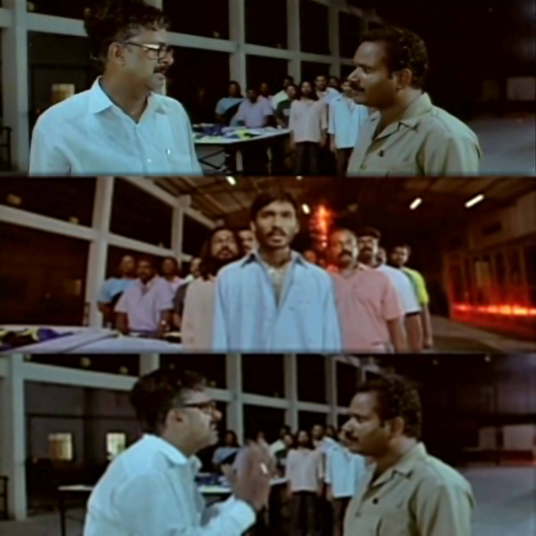 Pudhupettai meme template with Thamizhselvan (N. Azhagamperumal) with 'Kokki' Kumar (Dhanush)