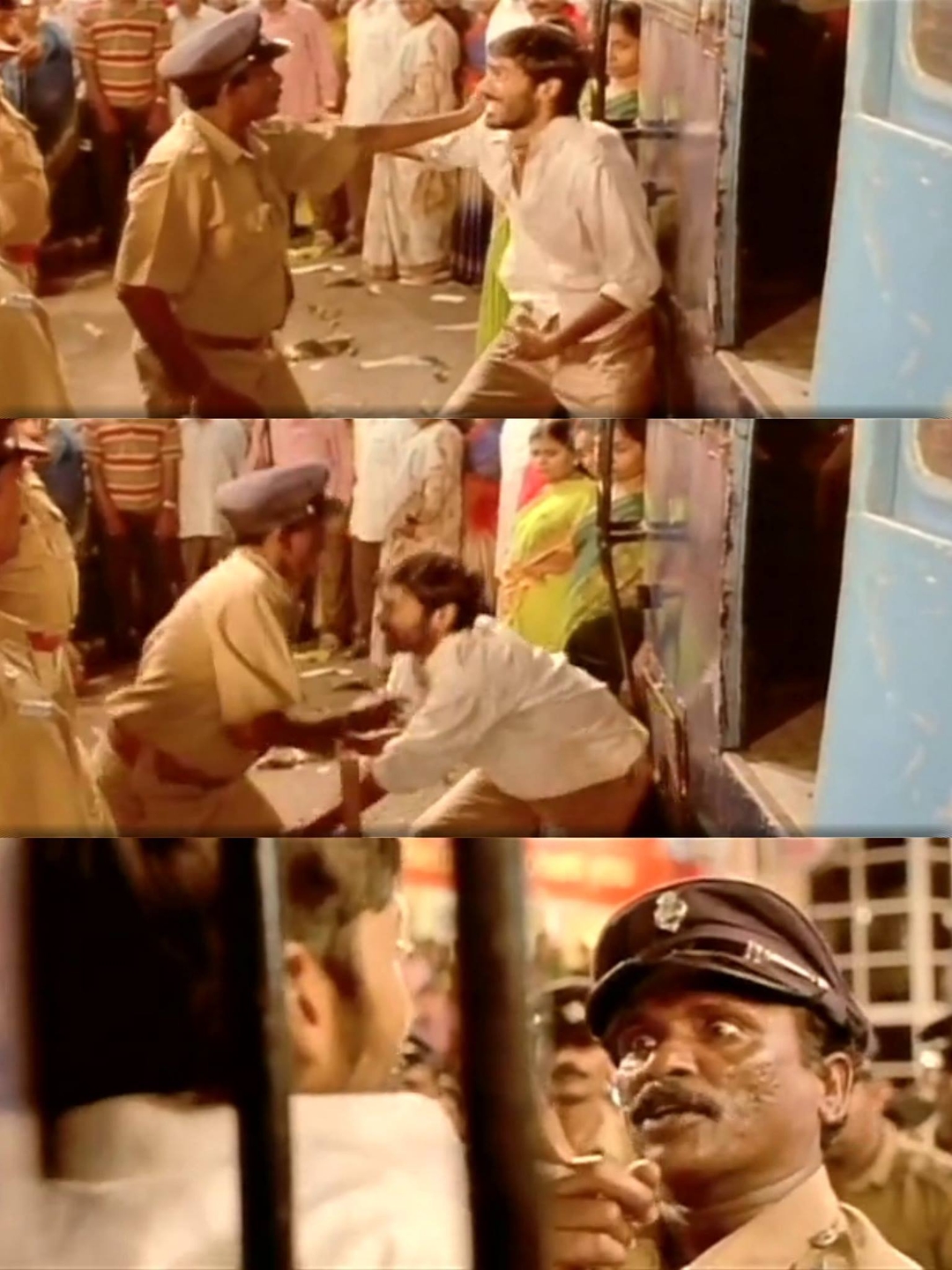 Pudhupettai meme template with Thamizhselvan (N. Azhagamperumal) with 'Kokki' Kumar (Dhanush)