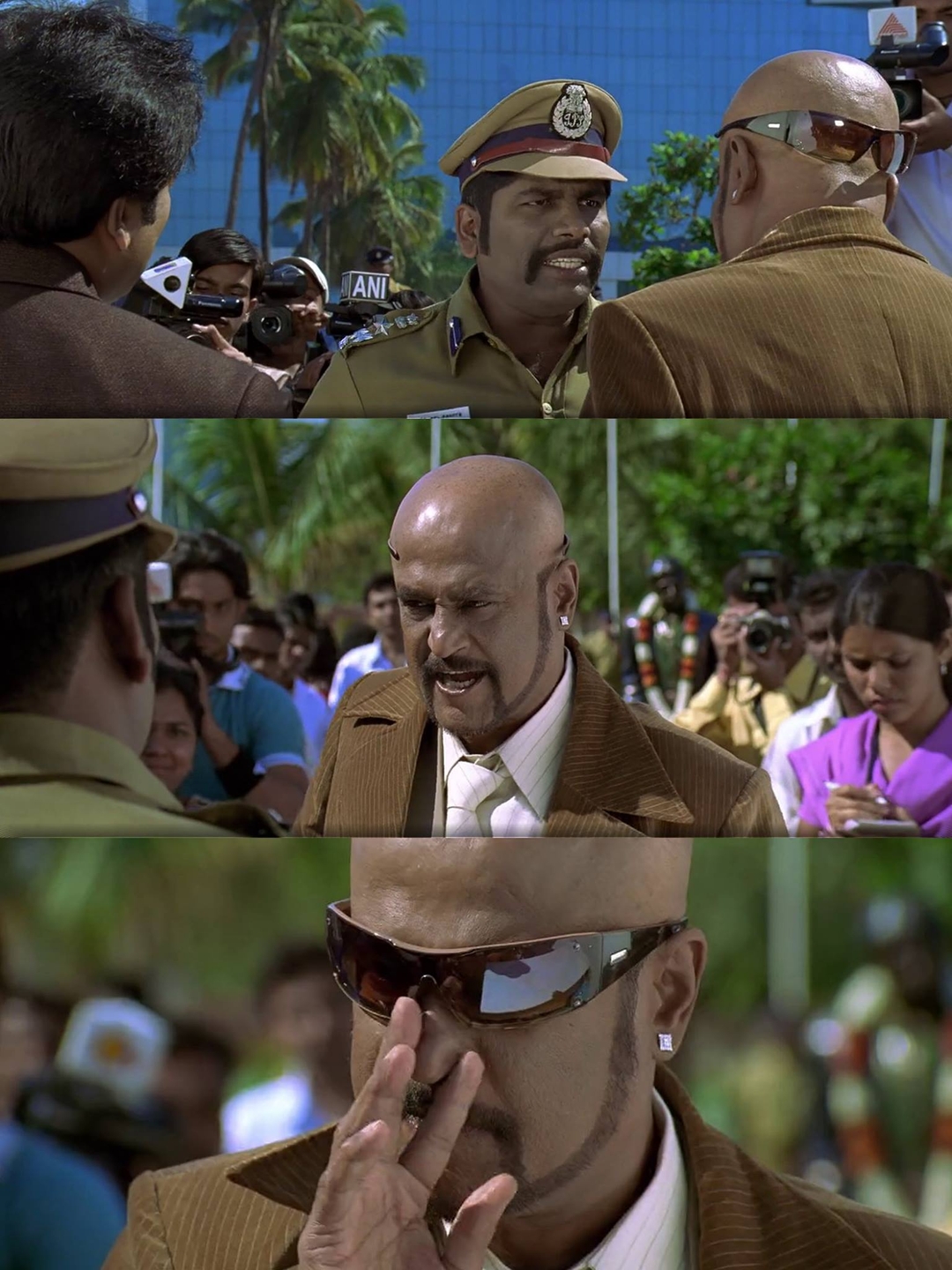 Sivaji: The Boss meme template with Sivaji Arumugam (Rajinikanth) with Arivu (Vivek)