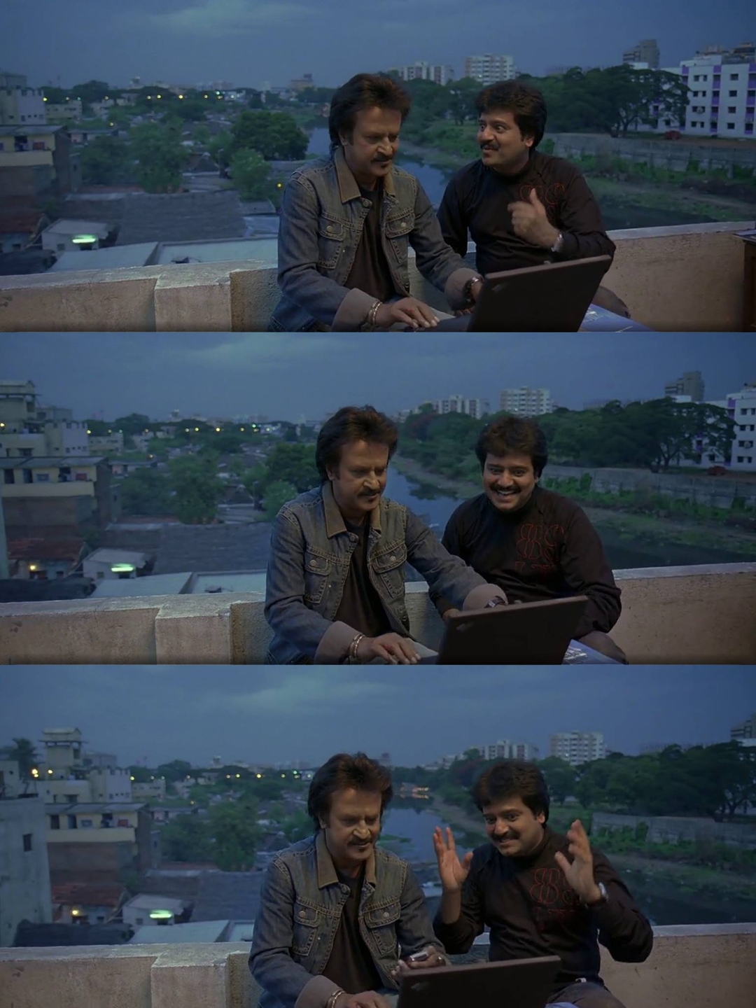 Sivaji: The Boss meme template with Sivaji Arumugam (Rajinikanth) with Arivu (Vivek)