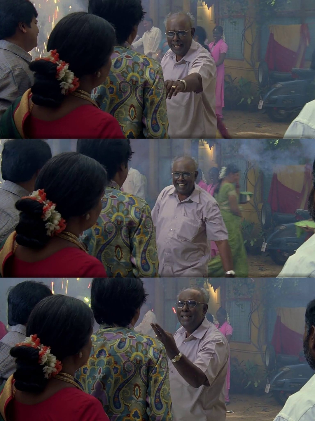 Sivaji: The Boss meme template with Sivaji Arumugam (Rajinikanth) with Arivu (Vivek)