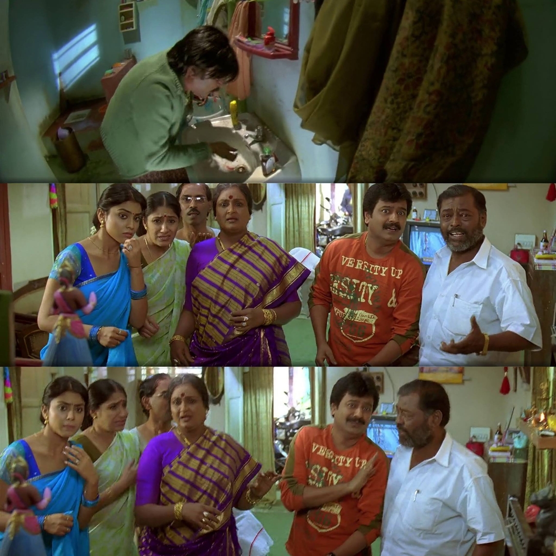 Sivaji: The Boss meme template with Sivaji Arumugam (Rajinikanth) with Arivu (Vivek)