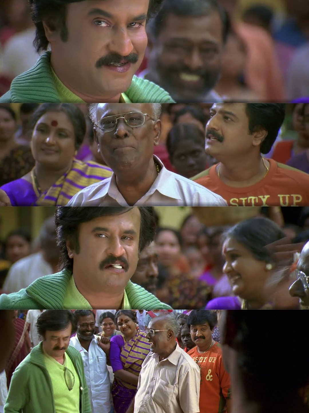 Sivaji: The Boss meme template with Sivaji Arumugam (Rajinikanth) with Arivu (Vivek)