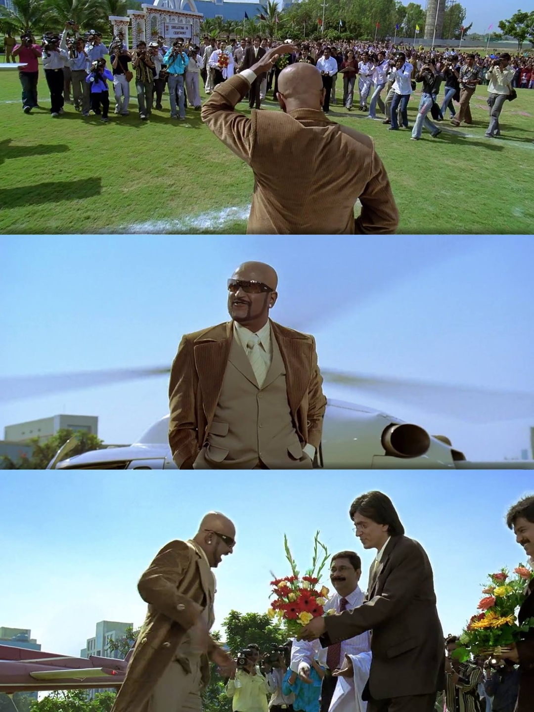 Sivaji: The Boss meme template with Sivaji Arumugam (Rajinikanth) with Arivu (Vivek)