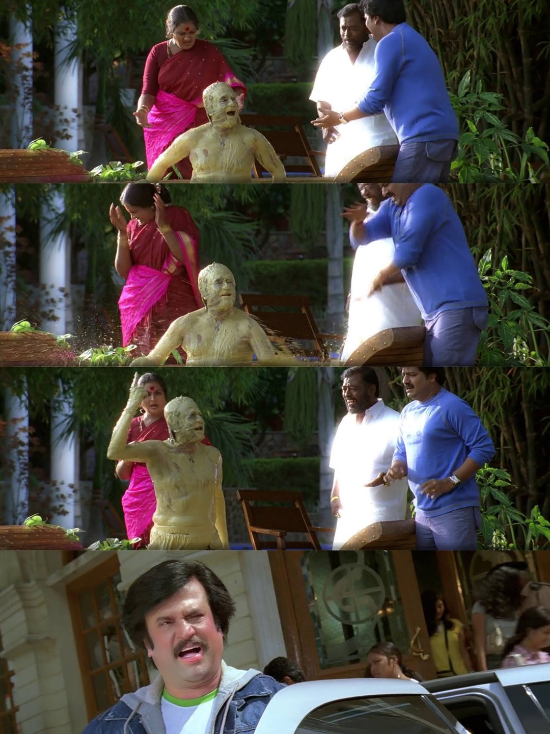 Sivaji: The Boss meme template with Sivaji Arumugam (Rajinikanth) with Arivu (Vivek)