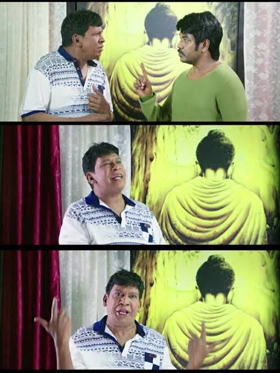 Sivalinga meme template with Shivalingeswaran (Raghava Lawrence) with Pattukunjam (Vadivelu)