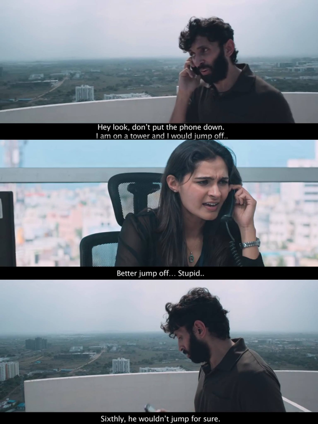 Taramani meme template with Althiya Johnson (Andrea Jeremiah) with Prabhunath (Vasanth Ravi)