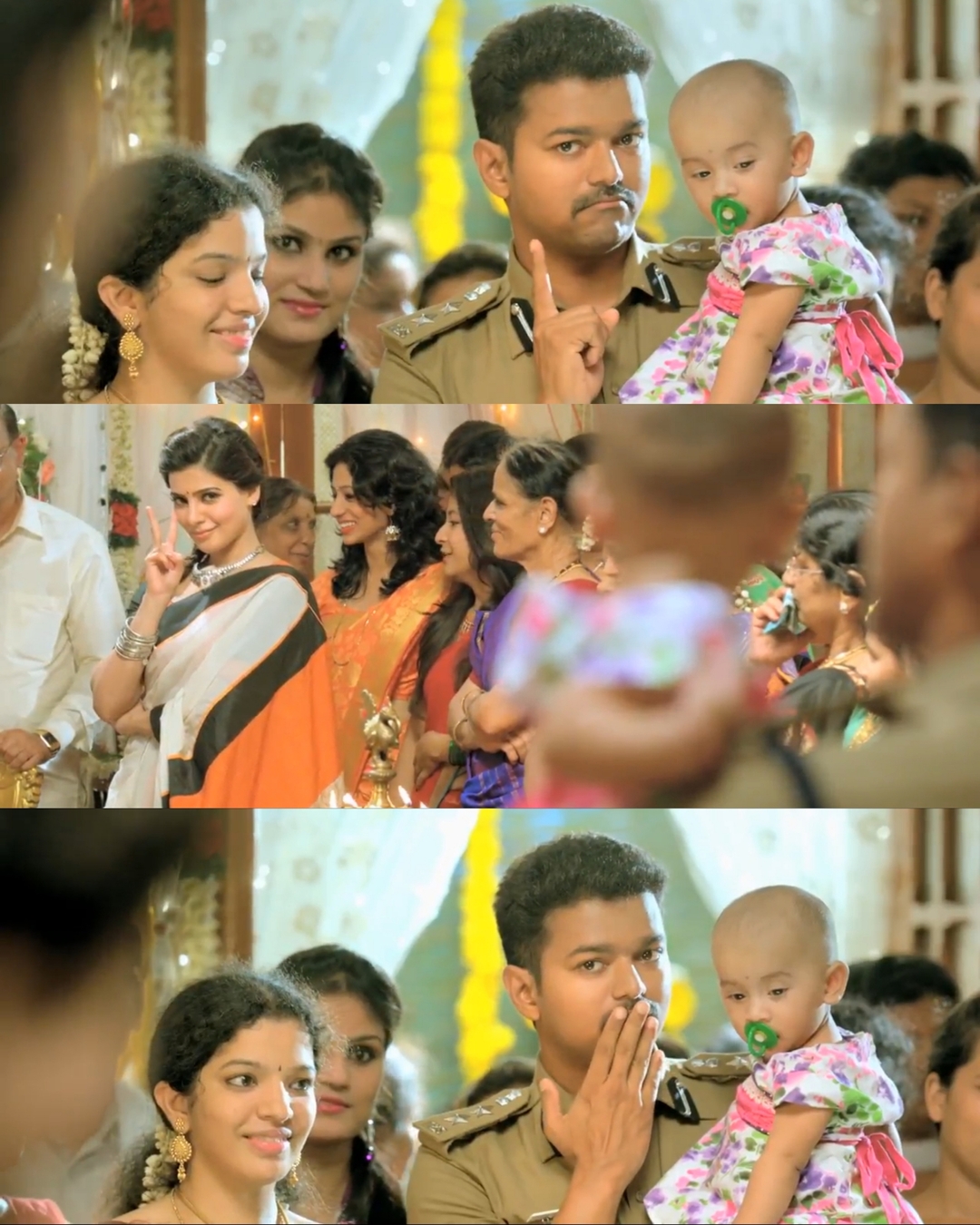 Theri meme template with Joseph Kuruvilla/Vijay Kumar/ Dharmeshwar (Vijay) with Mithra (Samantha Ruth Prabhu)