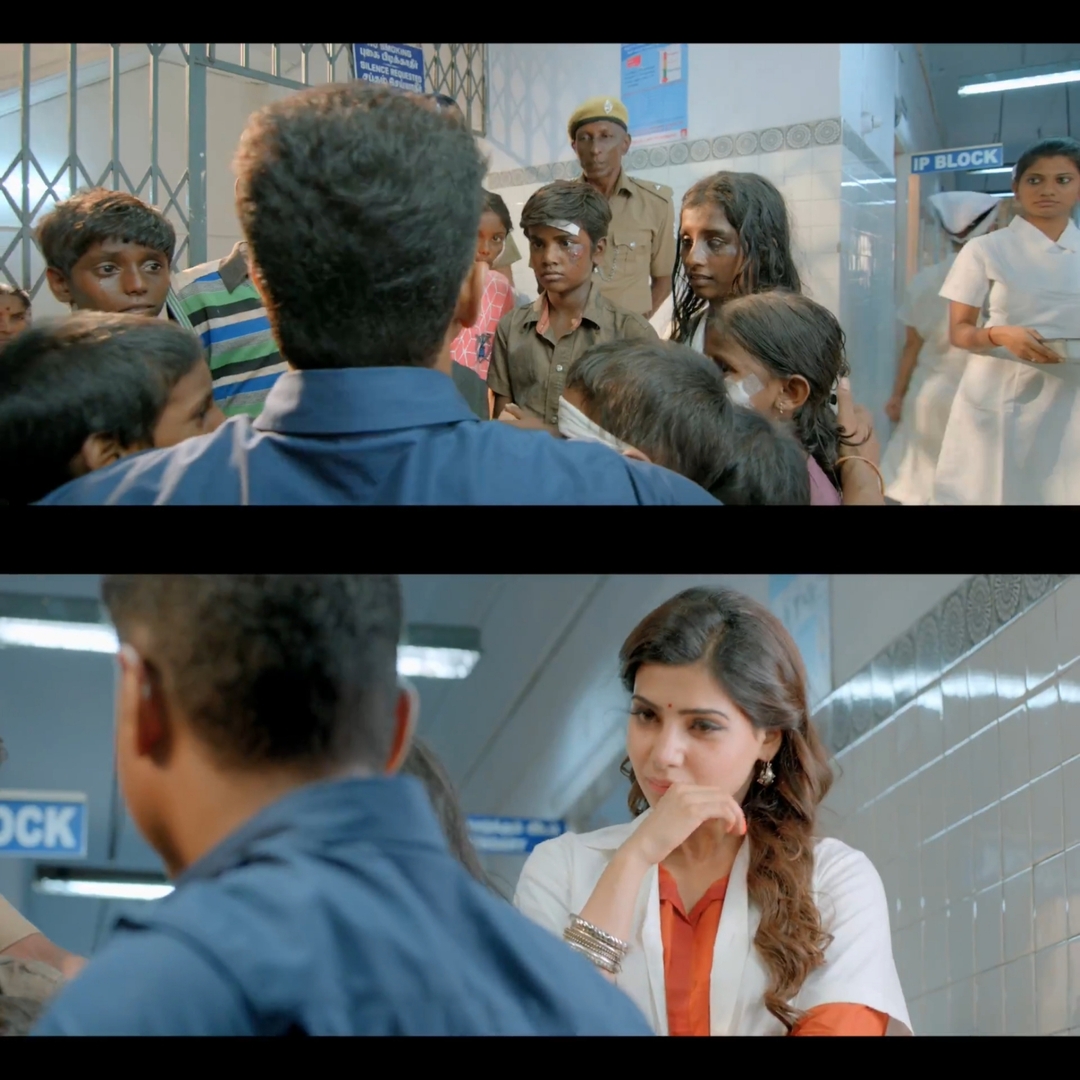 Theri meme template with Joseph Kuruvilla/Vijay Kumar/ Dharmeshwar (Vijay) with Mithra (Samantha Ruth Prabhu)