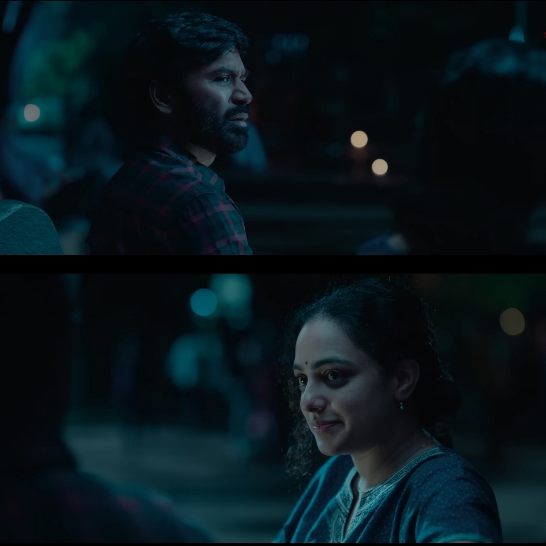 Thiruchitrambalam meme template with Thiruchitrambalam (Dhanush) with Shobana (Nithya Menen)