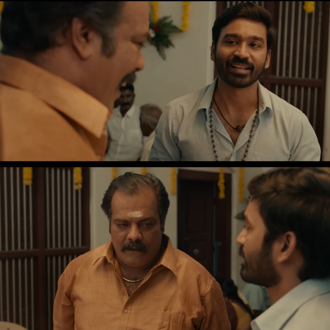 Thiruchitrambalam meme template with Thiruchitrambalam (Dhanush) with Subbaraj (Munishkanth)