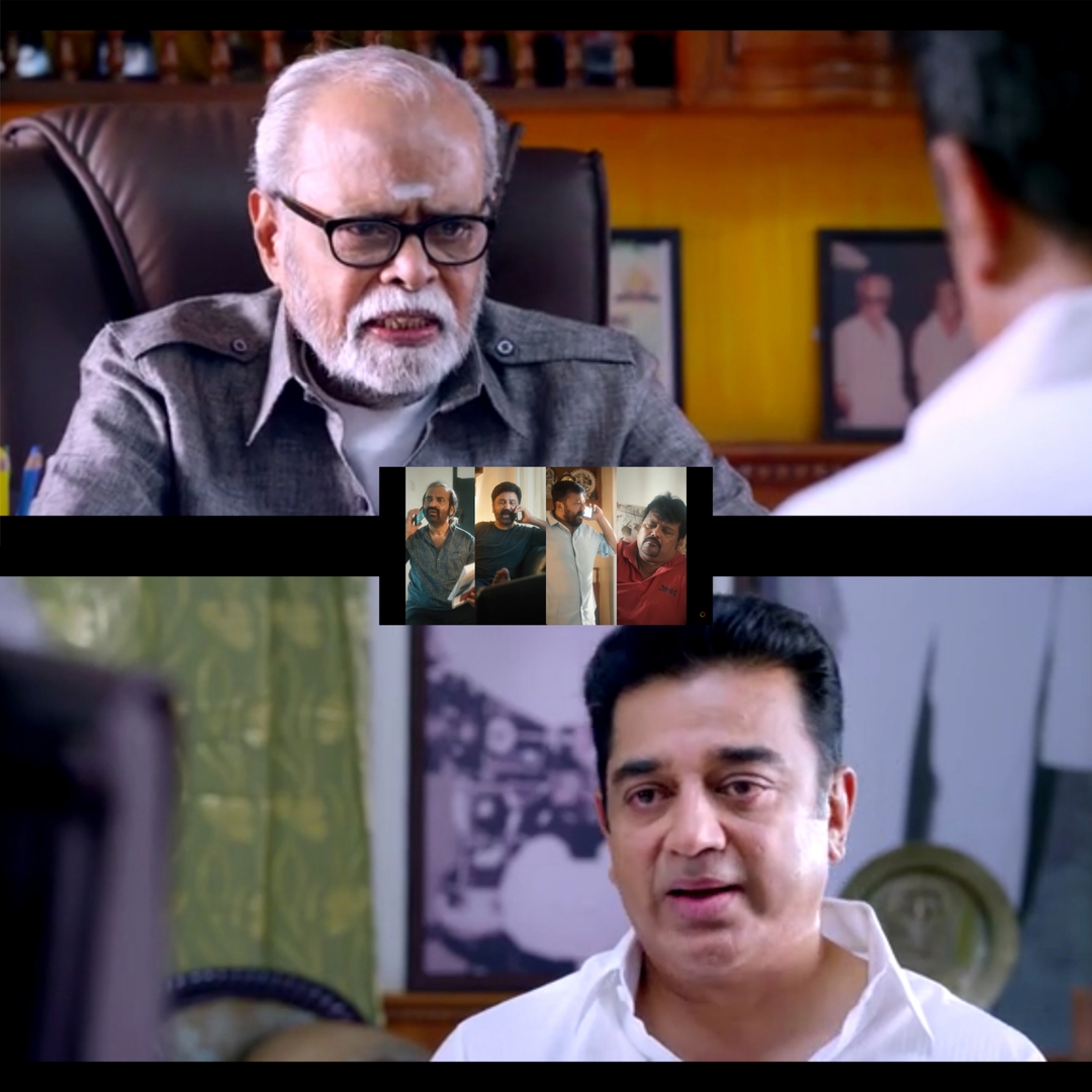 Uttama Villain meme template with Margadarsi (K. Balachander) with Uttaman/Manoranjan (Kamal Haasan)