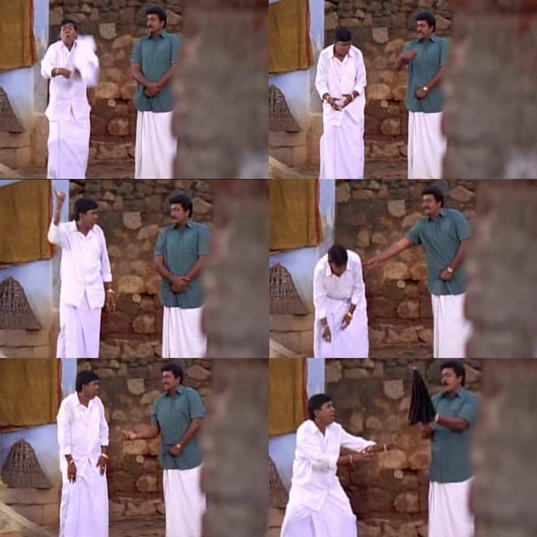 Vetri Kodi Kattu meme template with Muthuraman (R. Parthiban) with Sudalai (Vadivelu)