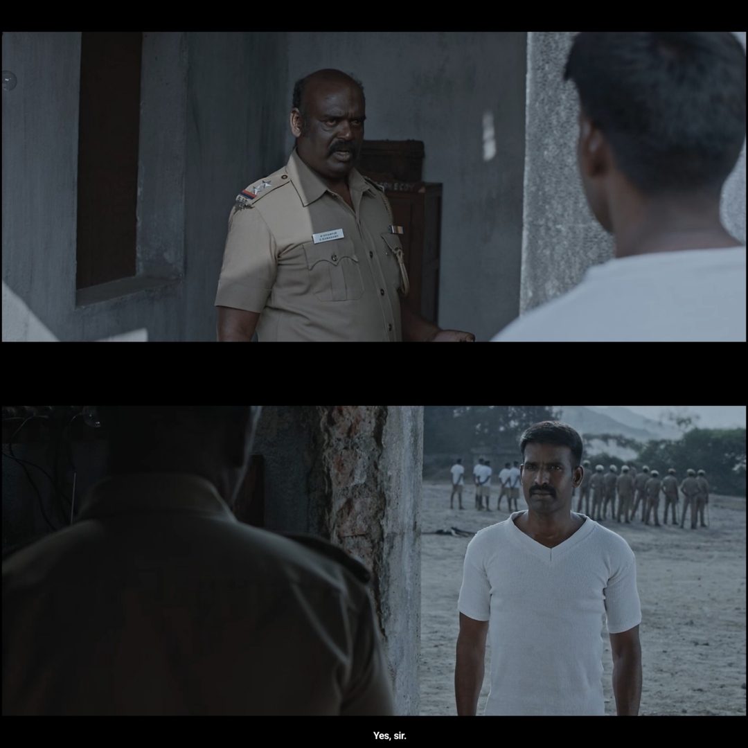 Viduthalai: Part I meme template with Ramasamy (Munnar Ramesh) with Kumaresan (Soori)