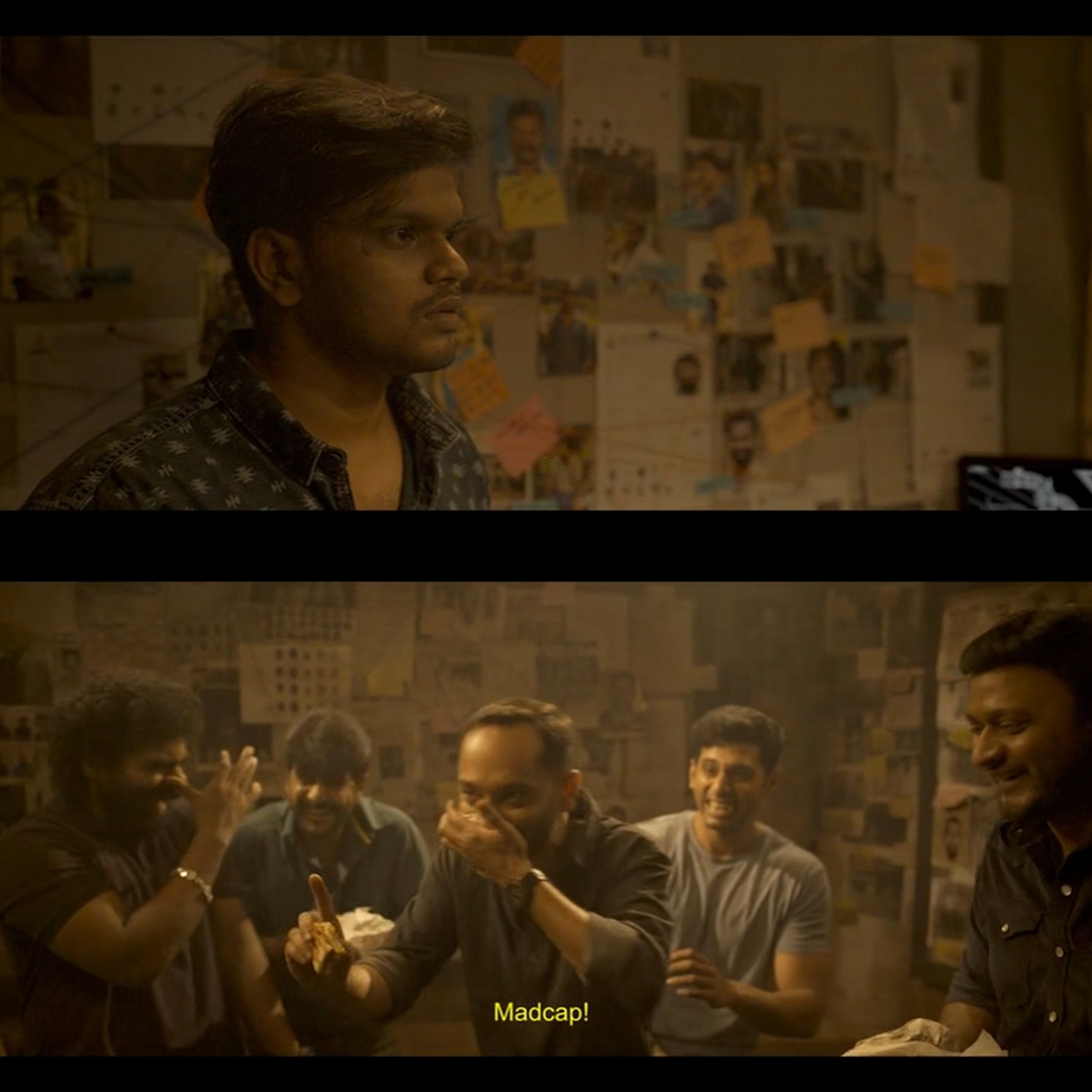 Vikram meme template with Amar (Fahadh Faasil) with Black Ops Squad member (Arunodhayan)