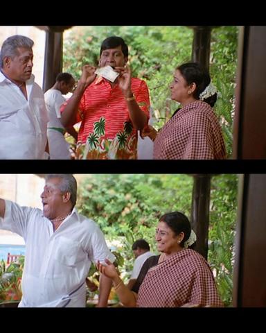 Aanai meme template with  (Vadivelu) with  (Delhi Ganesh)