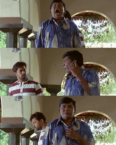 Aanai meme template with  (Arjun Sarja) with  (Vadivelu)