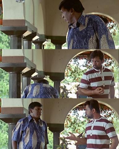 Aanai meme template with  (Arjun Sarja) with  (Vadivelu)