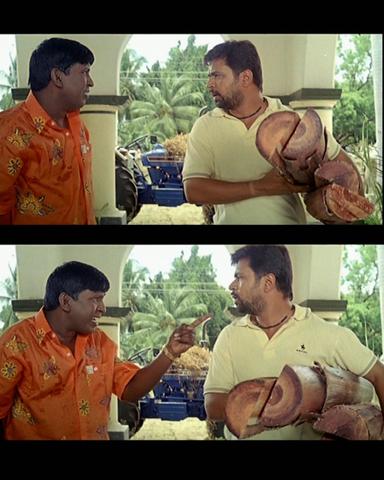 Aanai meme template with  (Arjun Sarja) with  (Vadivelu)