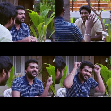 Achcham Yenbadhu Madamaiyada meme template with Rajnikanth (Silambarasan) with Mahesh (Sathish Krishnan)