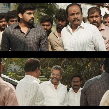 Anbarivu meme template with Pasupathy (Vidharth) with Kailasam (Arjai) with Kayal's Father (G. Marimuthu)