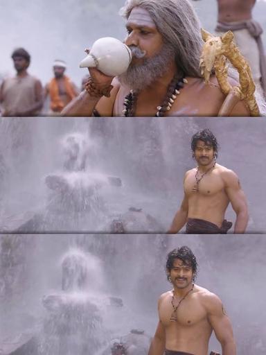 Bāhubali: The Beginning meme template with Mahendra "Sivudu" Bāhubali / Amarendra Bāhubali (Prabhas)