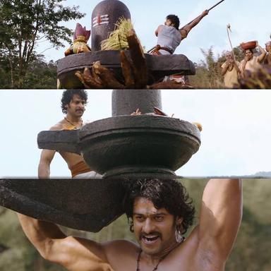 Bāhubali: The Beginning meme template with Mahendra "Sivudu" Bāhubali / Amarendra Bāhubali (Prabhas)