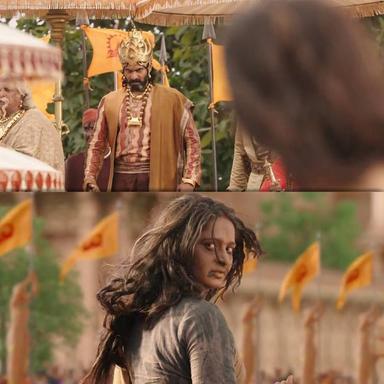 Bāhubali: The Beginning meme template with Bhallaladeva (Rana Daggubati) with Devasena (Anushka Shetty)