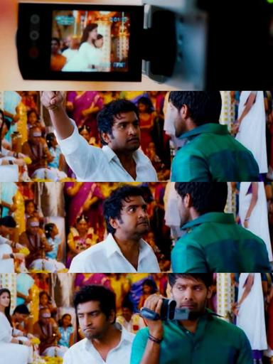 Boss Engira Baskaran meme template with Bhaskaran (Arya) with Nallathambi (Santhanam)