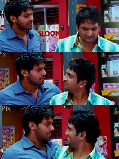 Boss Engira Baskaran meme template with Bhaskaran (Arya) with Nallathambi (Santhanam)