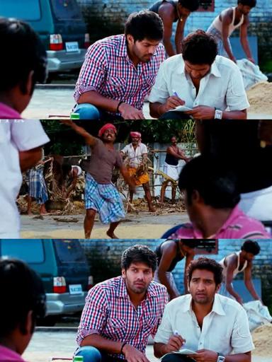 Boss Engira Baskaran meme template with Bhaskaran (Arya) with Nallathambi (Santhanam)