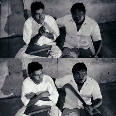 Boss Engira Baskaran meme template with Bhaskaran (Arya) with Nallathambi (Santhanam)