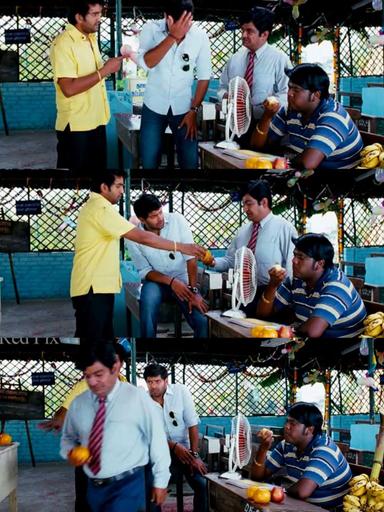 Boss Engira Baskaran meme template with Bhaskaran (Arya) with Nallathambi (Santhanam)