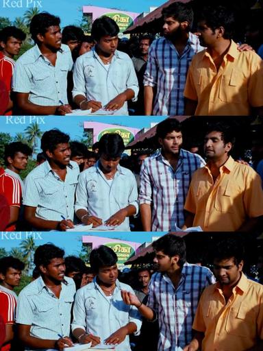 Boss Engira Baskaran meme template with Bhaskaran (Arya) with Nallathambi (Santhanam)