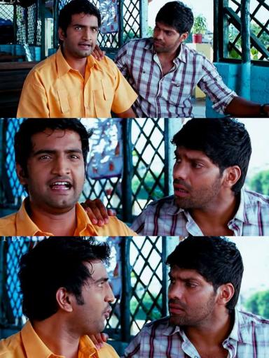 Boss Engira Baskaran meme template with Bhaskaran (Arya) with Nallathambi (Santhanam)