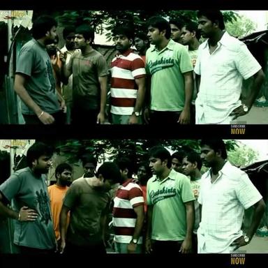 Chennai 600028 meme template with Karthik (Shiva) with Seenivasan 'Seenu' (Premji Amaran) with Aravind (Aravind Akash) with Pazhani (Nithin Sathya) with Ezhumalai (Ajay Raj)