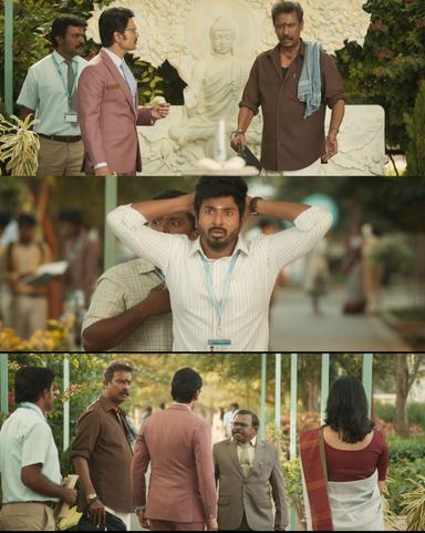 Don meme template with Don/Chakaravarthi (Sivakarthikeyan) with Boominathan (S. J. Suryah) with Chakaravarthi's Father (Samuthirakani)