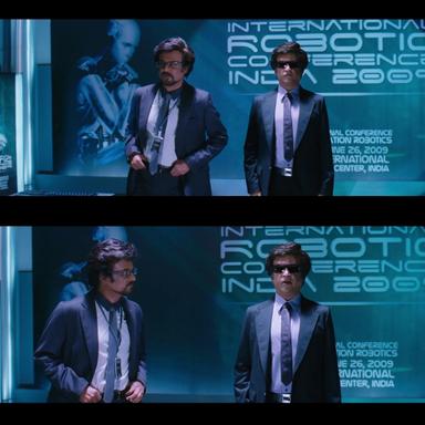 Enthiran meme template with Dr. Vaseegaran / Chitti (Rajinikanth)