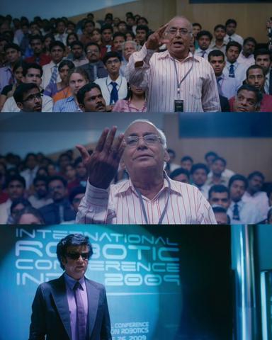 Enthiran meme template with Dr. Vaseegaran / Chitti (Rajinikanth)